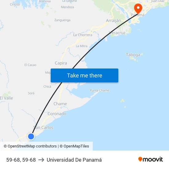 59-68, 59-68 to Universidad De Panamá map