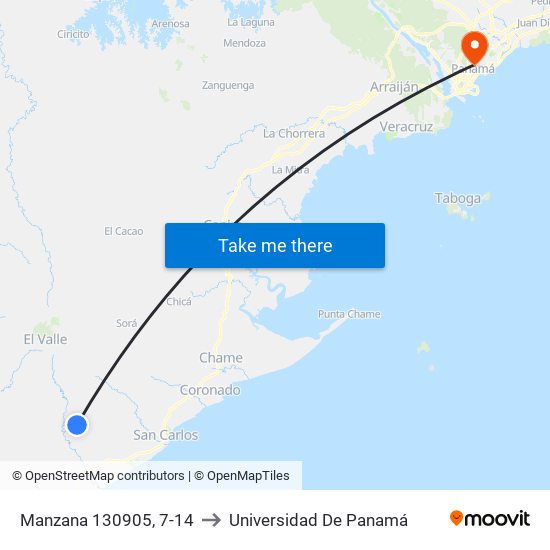 Manzana 130905, 7-14 to Universidad De Panamá map