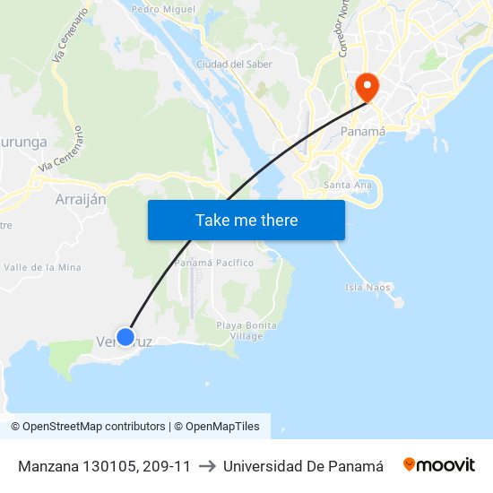 Manzana 130105, 209-11 to Universidad De Panamá map