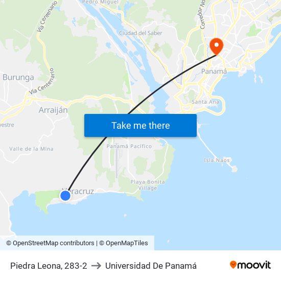 Piedra Leona, 283-2 to Universidad De Panamá map