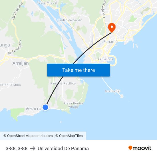 3-88, 3-88 to Universidad De Panamá map