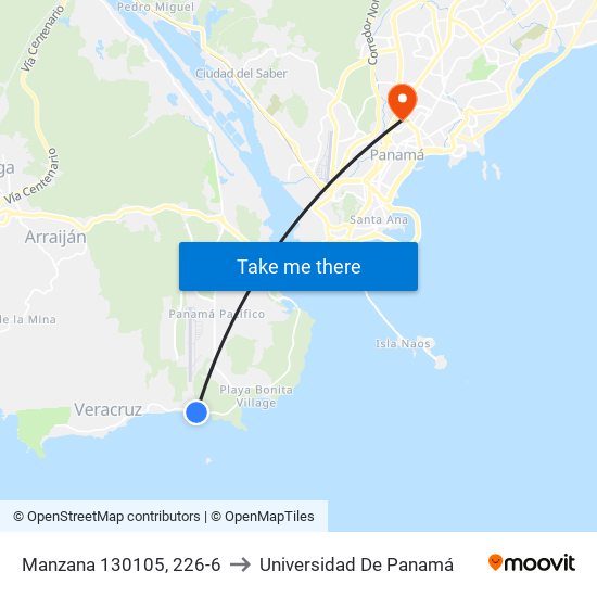 Manzana 130105, 226-6 to Universidad De Panamá map
