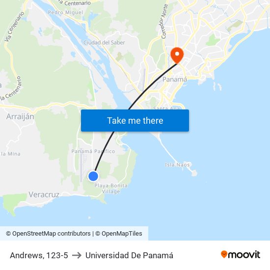 Andrews, 123-5 to Universidad De Panamá map