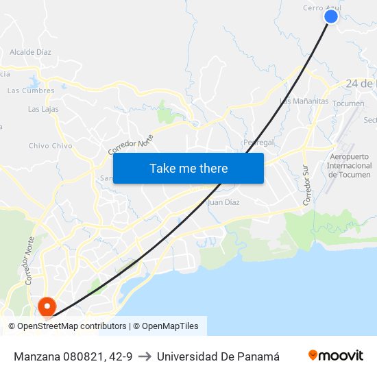 Manzana 080821, 42-9 to Universidad De Panamá map