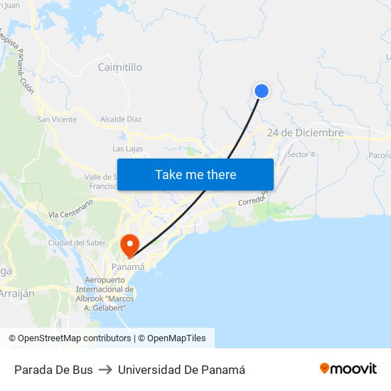 Parada De Bus to Universidad De Panamá map