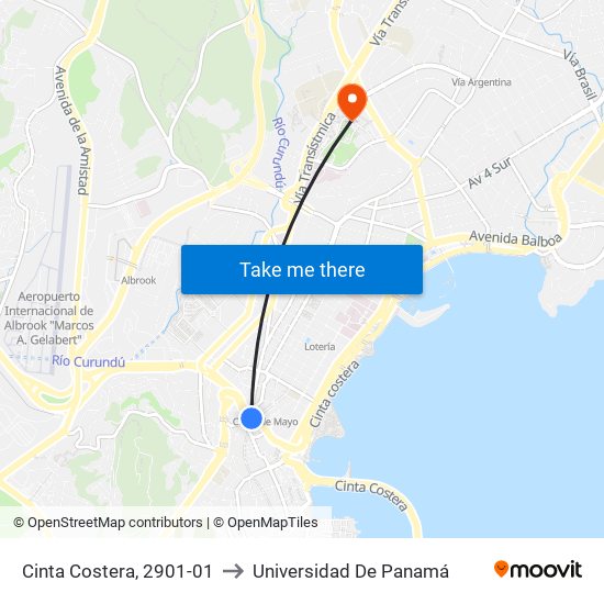 Cinta Costera, 2901-01 to Universidad De Panamá map