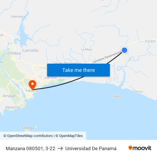 Manzana 080501, 3-22 to Universidad De Panamá map