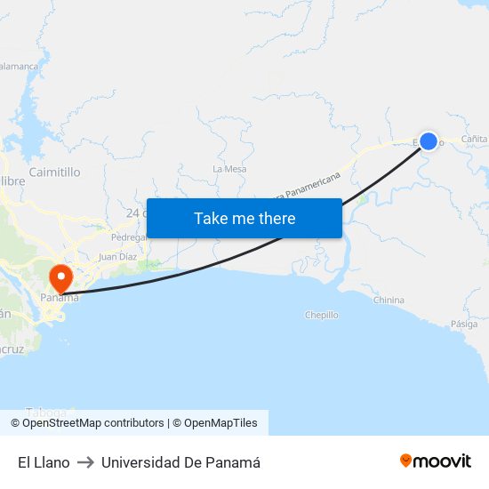 El Llano to Universidad De Panamá map
