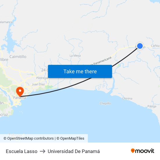 Escuela Lasso to Universidad De Panamá map
