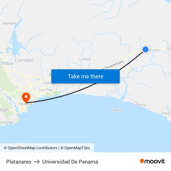 Platanares to Universidad De Panamá map