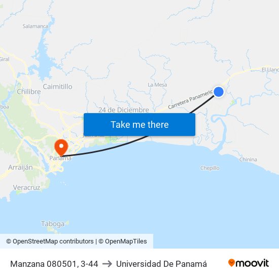 Manzana 080501, 3-44 to Universidad De Panamá map