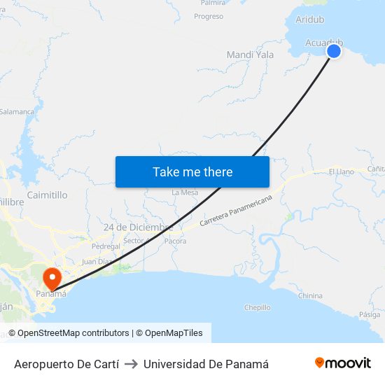 Aeropuerto De Cartí to Universidad De Panamá map