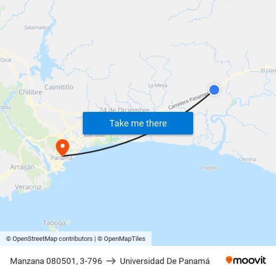 Manzana 080501, 3-796 to Universidad De Panamá map