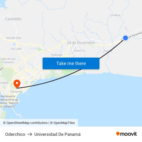 Oderchico to Universidad De Panamá map