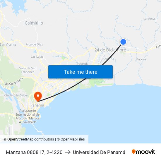 Manzana 080817, 2-4220 to Universidad De Panamá map