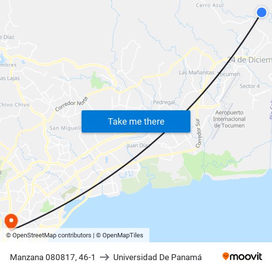 Manzana 080817, 46-1 to Universidad De Panamá map