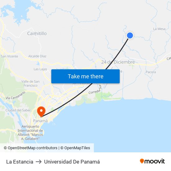 La Estancia to Universidad De Panamá map