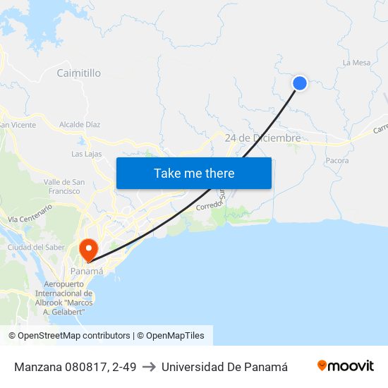 Manzana 080817, 2-49 to Universidad De Panamá map
