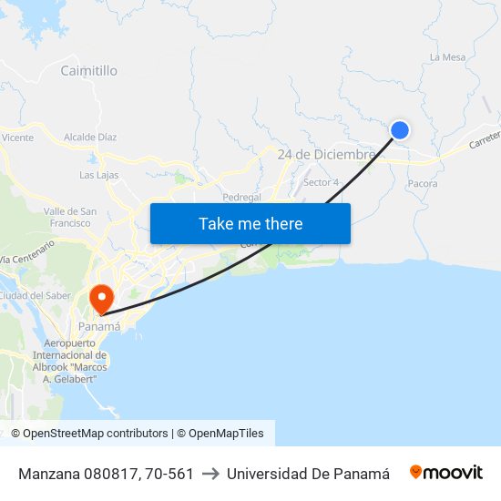Manzana 080817, 70-561 to Universidad De Panamá map