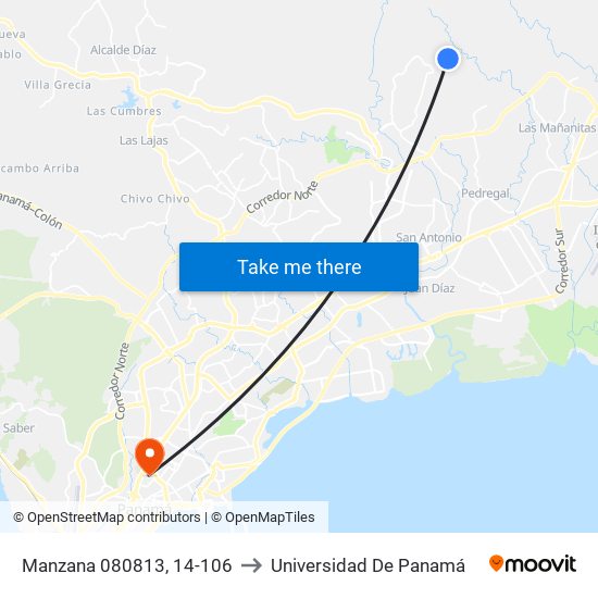 Manzana 080813, 14-106 to Universidad De Panamá map