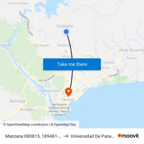 Manzana 080815, 189481-28 to Universidad De Panamá map