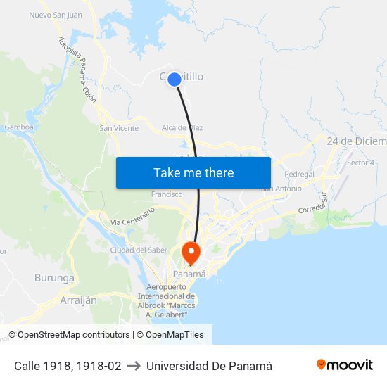 Calle 1918, 1918-02 to Universidad De Panamá map