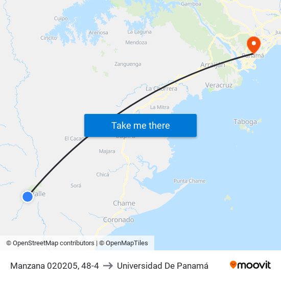 Manzana 020205, 48-4 to Universidad De Panamá map