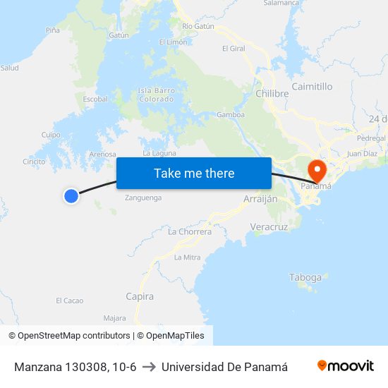 Manzana 130308, 10-6 to Universidad De Panamá map