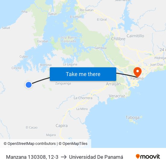 Manzana 130308, 12-3 to Universidad De Panamá map