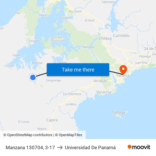 Manzana 130704, 3-17 to Universidad De Panamá map
