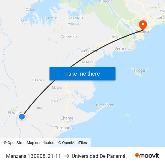 Manzana 130908, 21-11 to Universidad De Panamá map