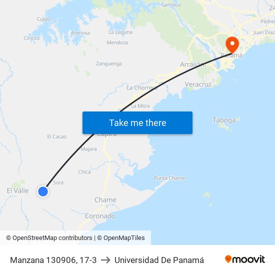 Manzana 130906, 17-3 to Universidad De Panamá map