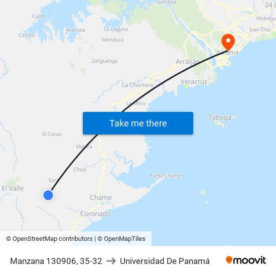 Manzana 130906, 35-32 to Universidad De Panamá map