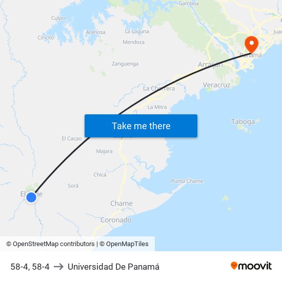 58-4, 58-4 to Universidad De Panamá map