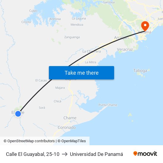 Calle El Guayabal, 25-10 to Universidad De Panamá map