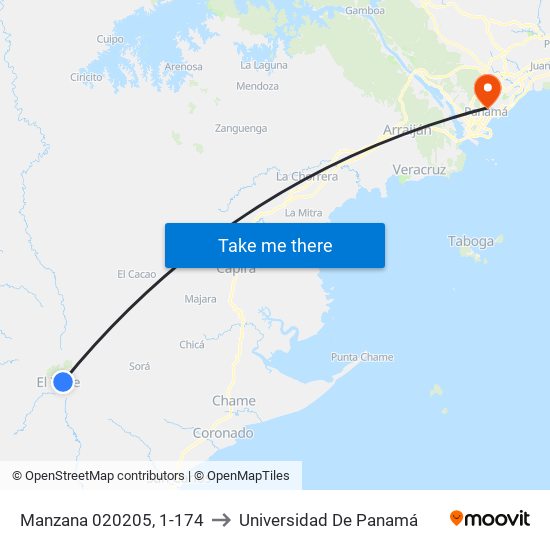 Manzana 020205, 1-174 to Universidad De Panamá map