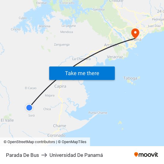 Parada De Bus to Universidad De Panamá map