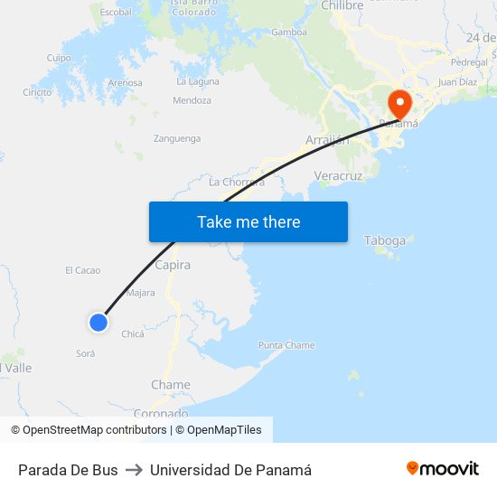 Parada De Bus to Universidad De Panamá map