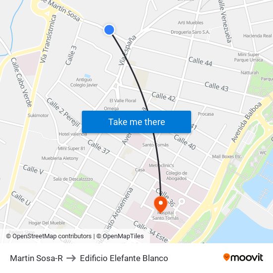 Martin Sosa-R to Edificio Elefante Blanco map