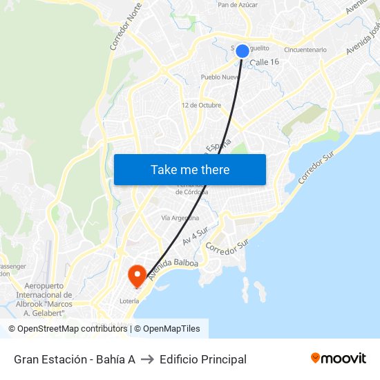 Gran Estación - Bahía A to Edificio Principal map