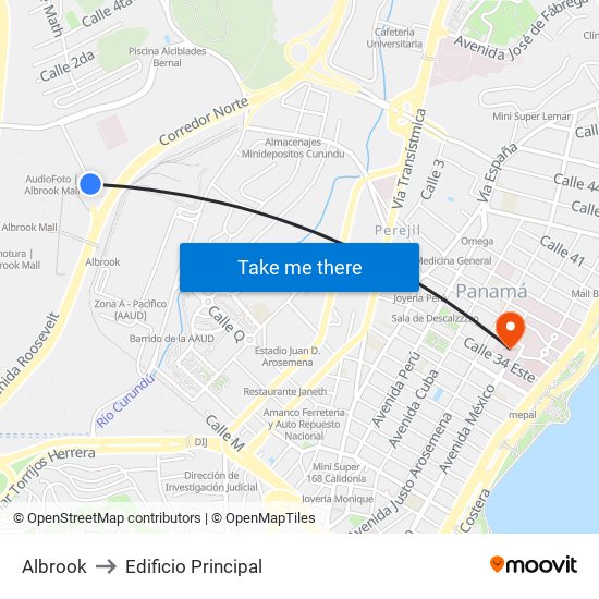 Albrook to Edificio Principal map