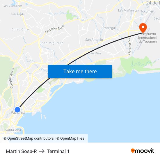 Martin Sosa-R to Terminal 1 map