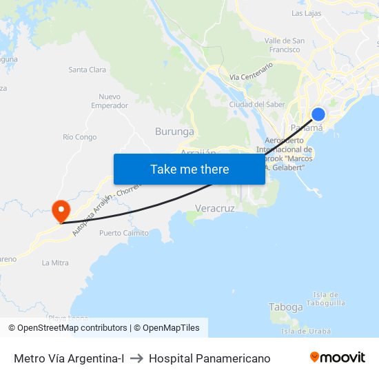 Metro Vía Argentina-I to Hospital Panamericano map