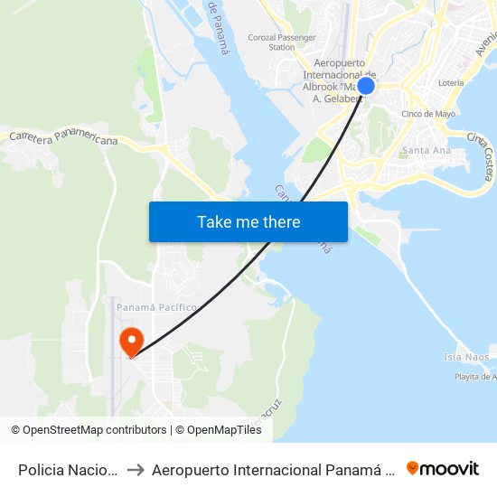 Policia Nacional-I to Aeropuerto Internacional Panamá Pacífico map