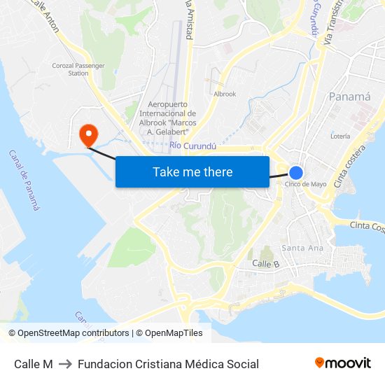 Calle M to Fundacion Cristiana Médica Social map