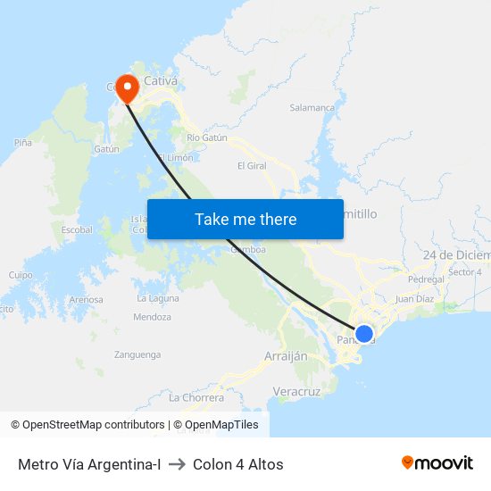 Metro Vía Argentina-I to Colon 4 Altos map