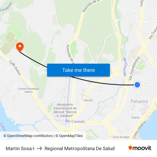 Martin Sosa-I to Regional Metropolitana De Salud map