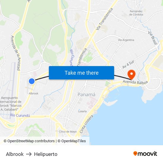 Albrook to Helipuerto map