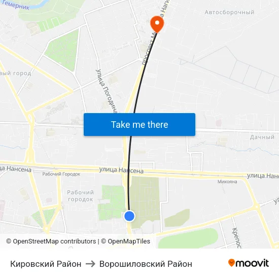 Кировский Район to Ворошиловский Район map