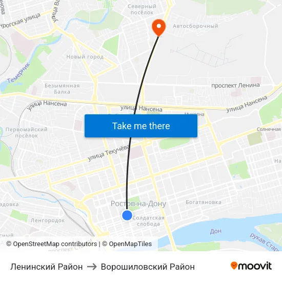 Ленинский Район to Ворошиловский Район map
